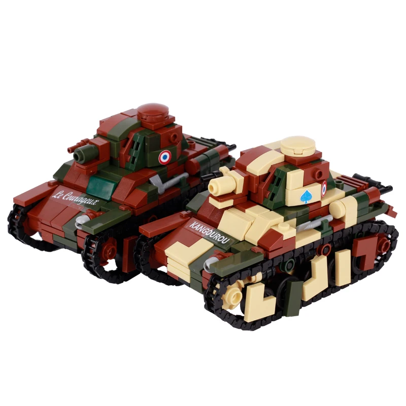 WW2 FT17 Tank Military Building Blocks Germany Soldier Weapon WW1 France Army Figures Car Bricks Toys For Children