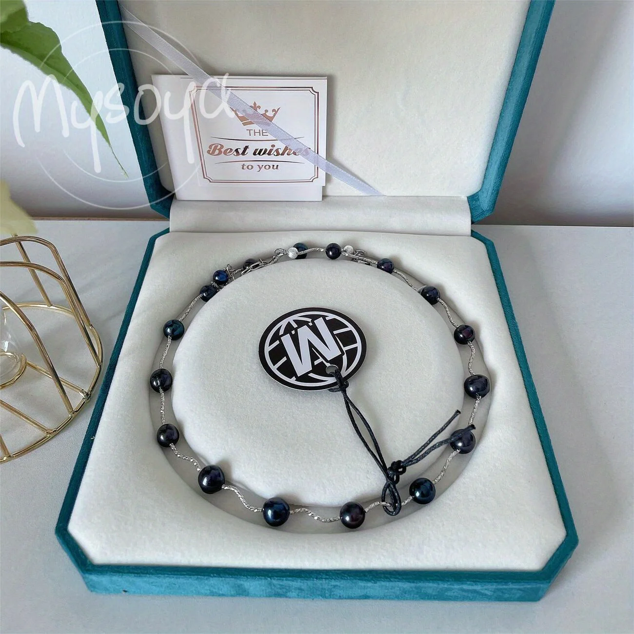 

MYSOYA 9-11 мм черный пресноводный жемчуг серебристый изогнутый ожерелье-трубка с подарочной коробкой ювелирные изделия унисекс идеально подходят для свадьбы, дня рождения