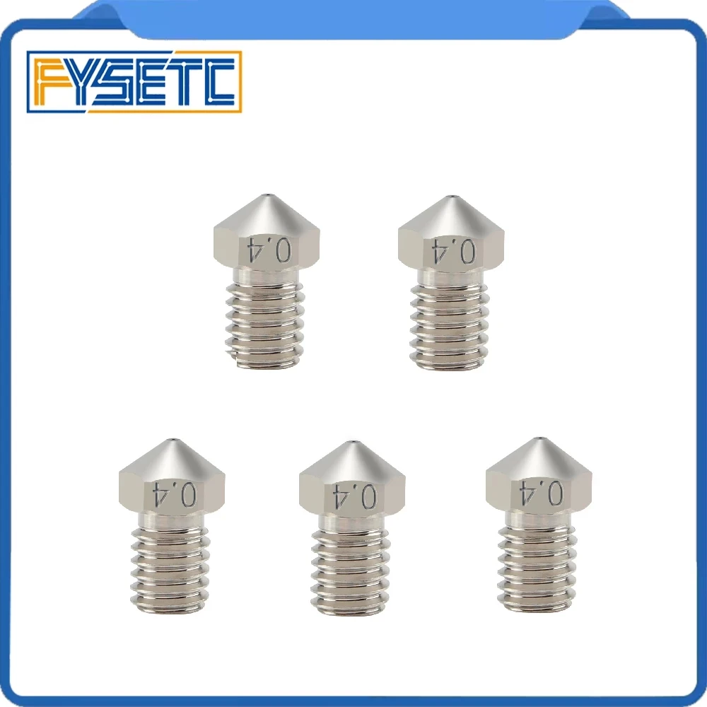 FYSETC 5pcs E3D Nickel Plating Copper Nozzle Durable non-stick High Performance for 3D Printers Hotend Thread for E3D V6 Hotend