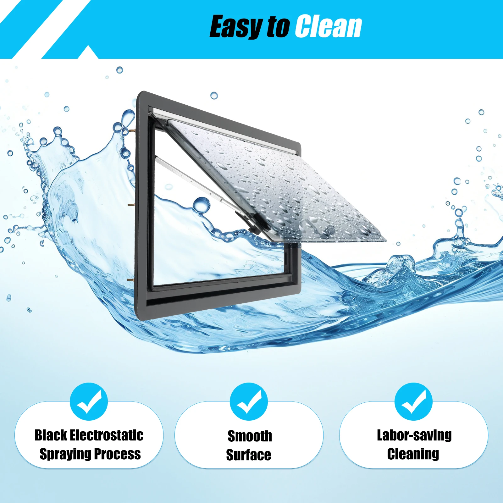 

900x500mm Sliding RV Caravan Camper Ventilation Hinged Push out Window Vent Skylight 70 Degrees Opening Angle for Motorhomes