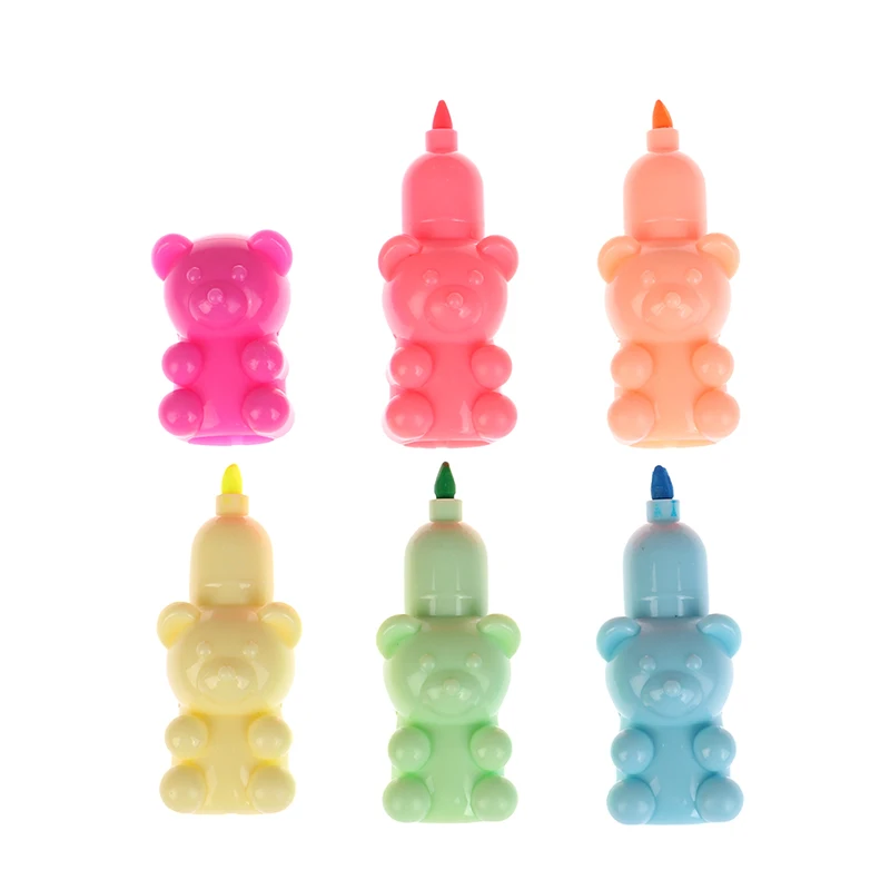 1Pc Creative Cat Claw Bear Shape Highlighter Cartoon Cute Can Be Separated Wide Pen Thick Pen Student Line Color Marker