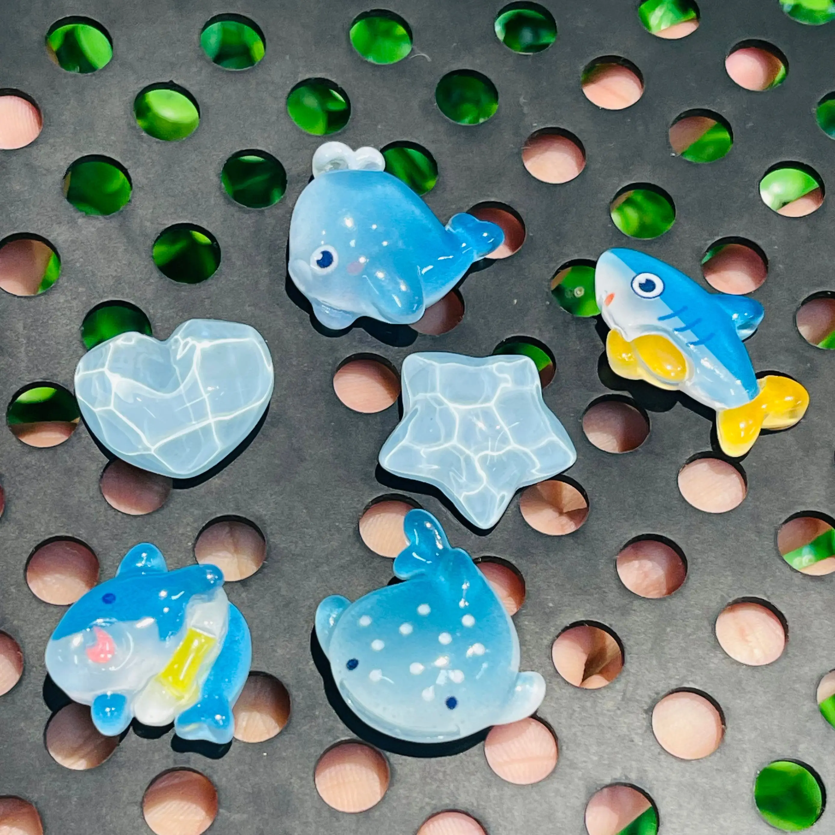 6pcs Cartoon Blue Whale Shark Dolphin Star Heart Resin Shoe Charms Buckle Clog Garden Shoes Decorations Hole Slipper Accessories image 5