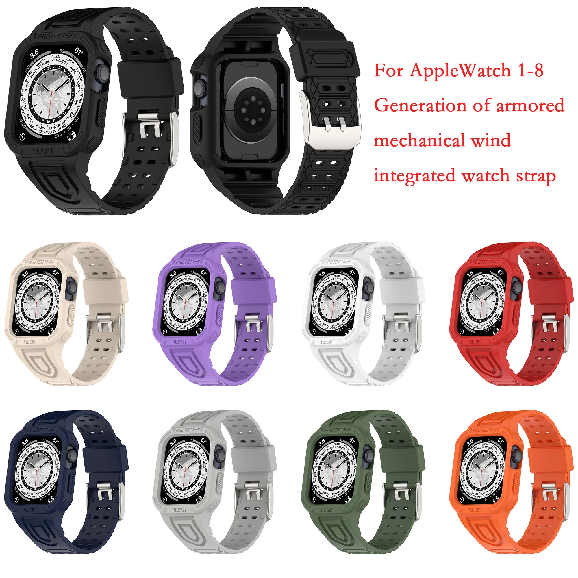 Heroland Soft Silicone Case+Strap For Apple Watchband 38MM 40MM 41MM 42MM 44MM 45MM 49MM Bracelet iWatch Series 1-8 Ultra Bands