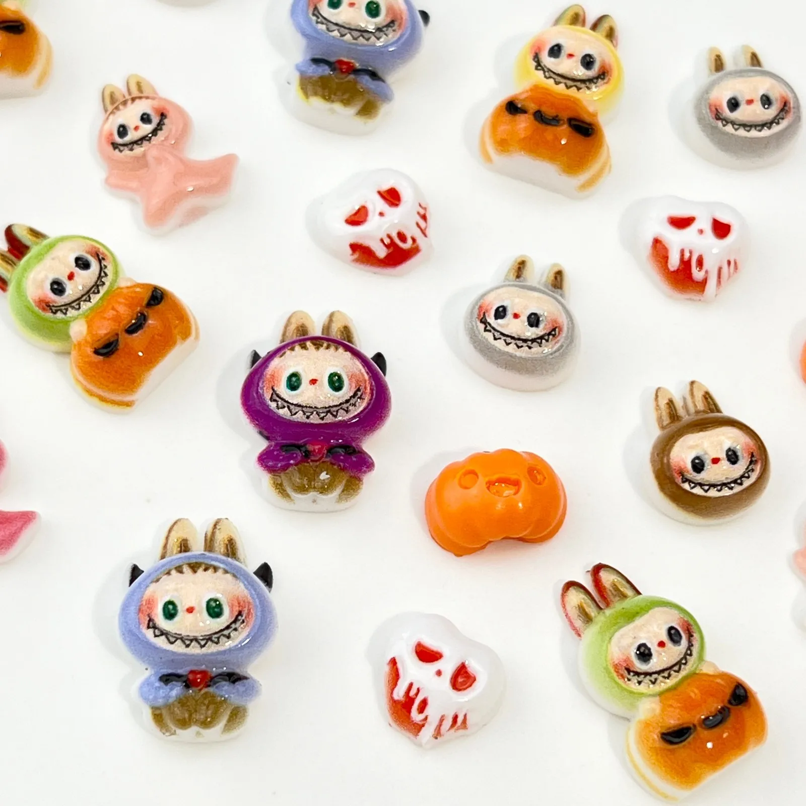 LYLE 20 Stück Niedliche Gruselige Halloween Cartoon Nagelkunst-Charms 3D buLaBU Totenkopf Kürbis Harz Flatback DIY Nageldekorationen Bling Set – Detail 4