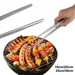 16/20/25/30 Cm Toothed Tweezers Stainless Steel Long Food Tongs Barbecue BBQ Tool Straight Home Medical Garden Kitchen Eyelash