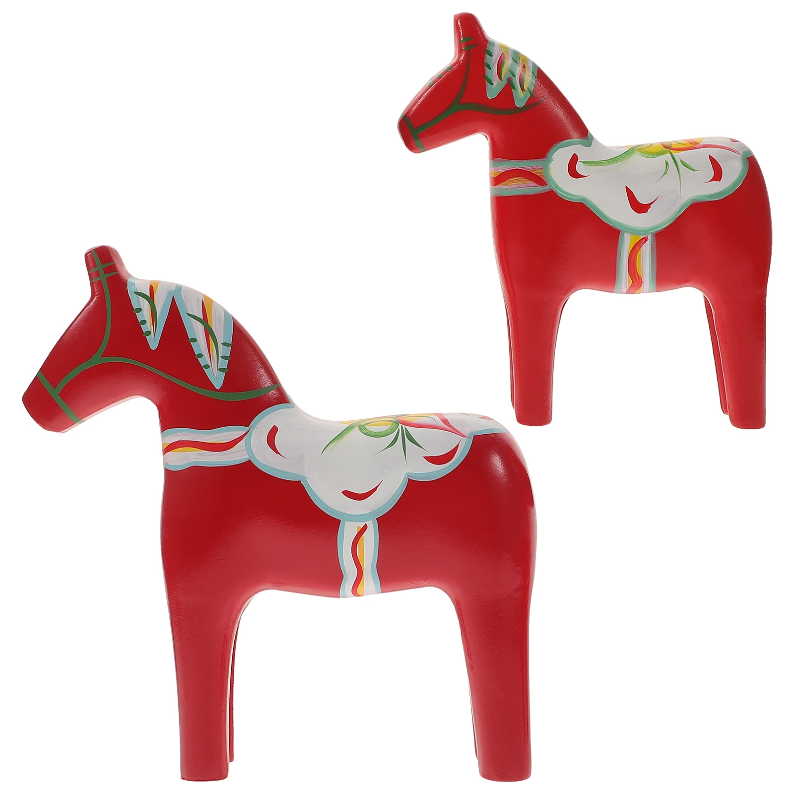 

Red Wooden Horse Ornament Home Decor Statue for Living Room Kids Room Office Layout Adornment Mini Model Figurine Painted Crafts