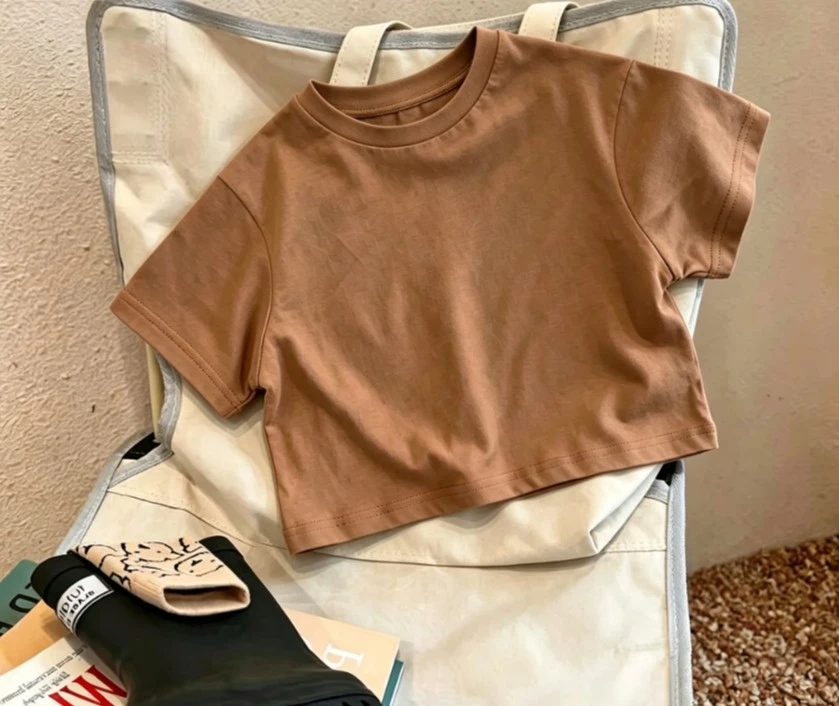 Infant Kids Summer Basic T-Shirt Toddler Crew Neck Short Sleeve Top Light Soft Cotton Versatile Tee For Toddler Boys Girls 9M-6Y