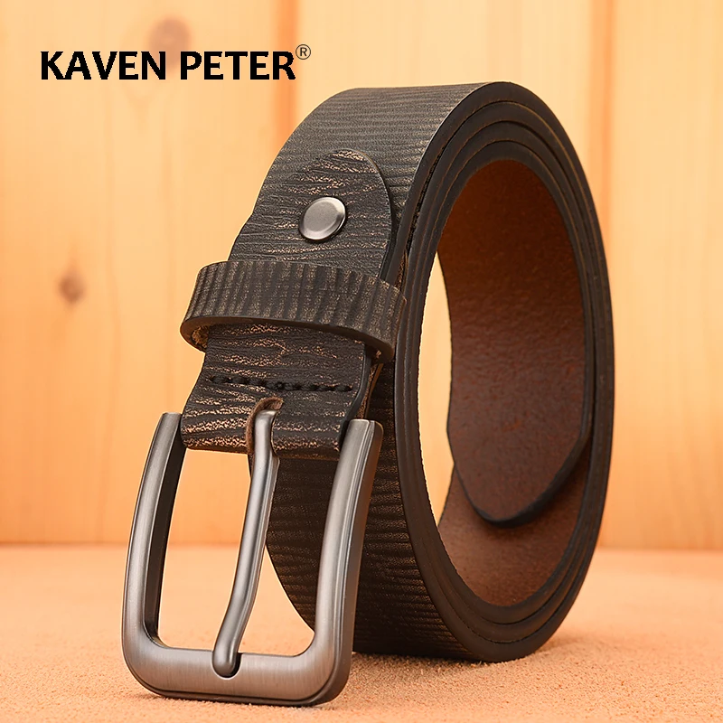 

Male Vintage Belt For Men Luxury Design Genuine Leather Belts Jeans High Quality Pin Buckle Black Strap Free Shipping