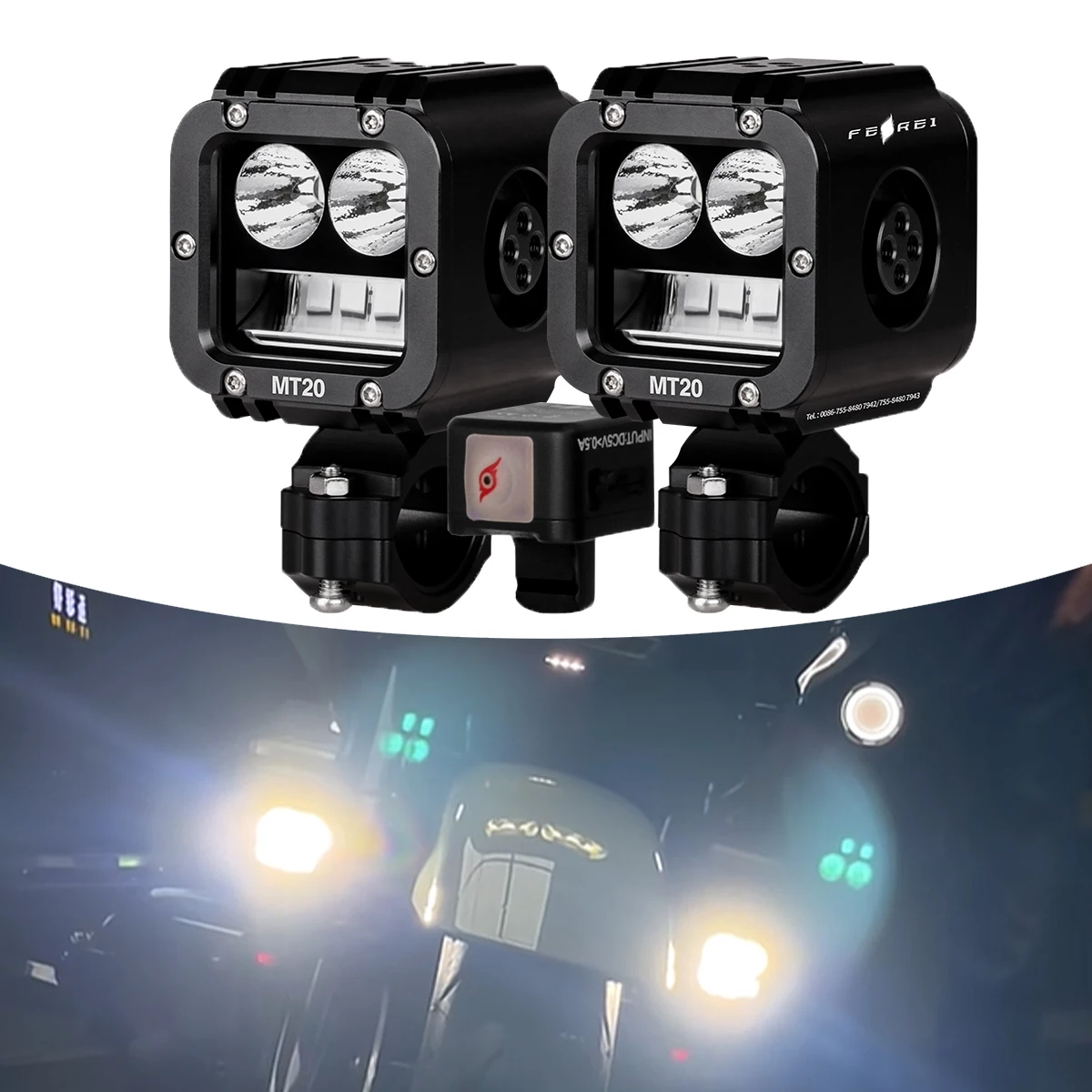 

Ferei 8000LM мотоциклетный светодиодный дальний фонарь, беспроводной пульт дистанционного управления, режимы потока/тумана/обучения, IPX8, водонепроницаемый прожектор с ЧПУ для Bmw Gs