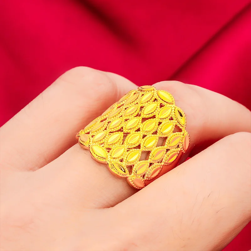 

24K Gold Large Flower Ring | AU999 Pure Gold, 3D blooming petals, mirror finish, substantial design, eye-catching for daily wear