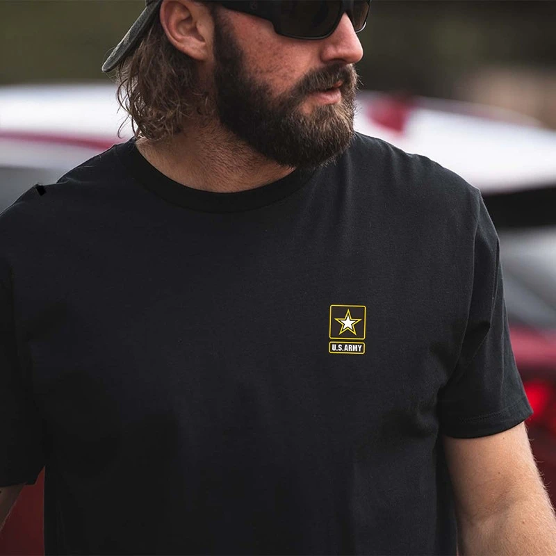 Summer New Military-style ARMY Land Battle Star Logo Round-neck Short-sleeved T-shirt Military Enthusiast Short-sleeved Shirt