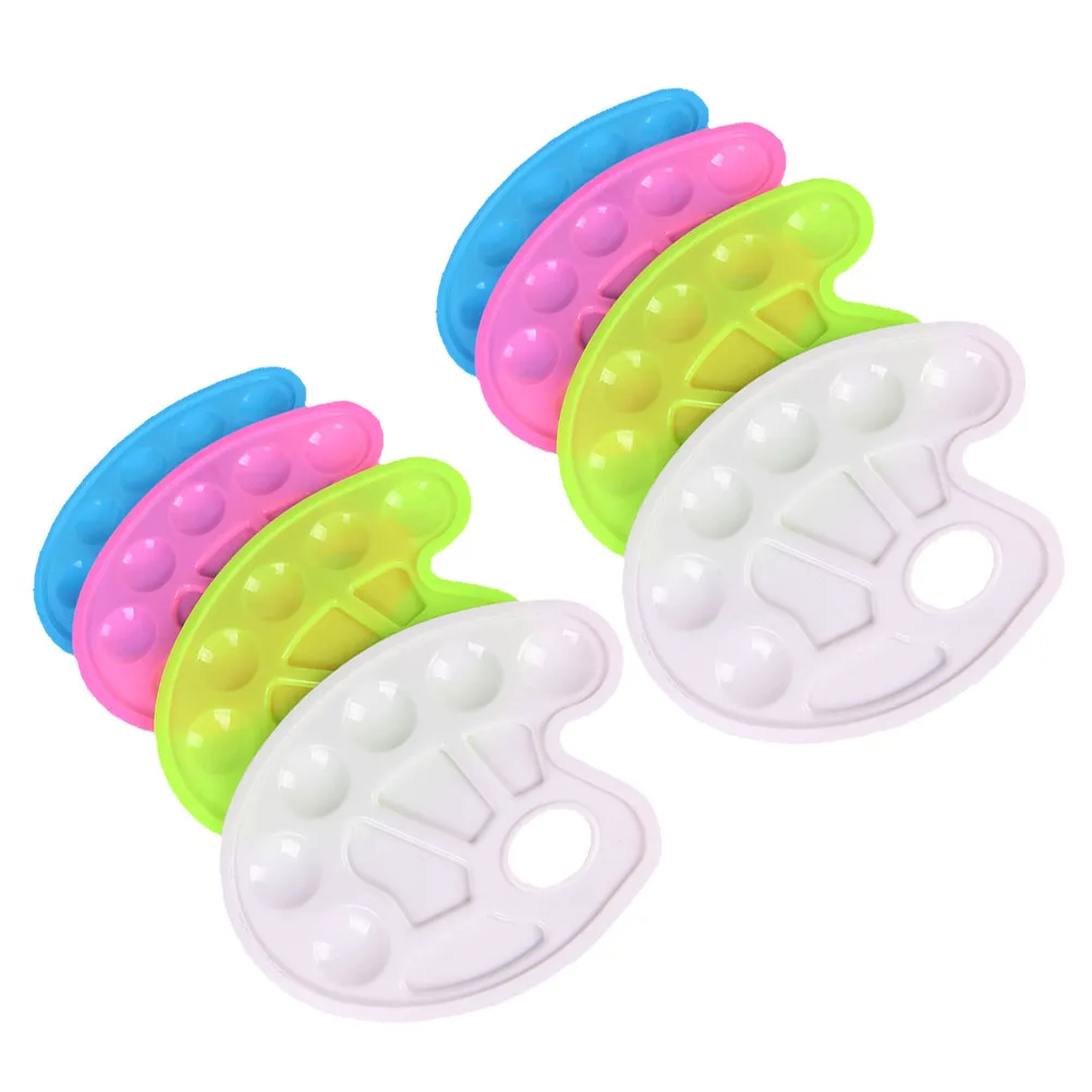 8Pcs Plastic Paint Tray Sturdy Lightweight Palettes for Kids Painting Party Color Mixing White Pink Green Blue