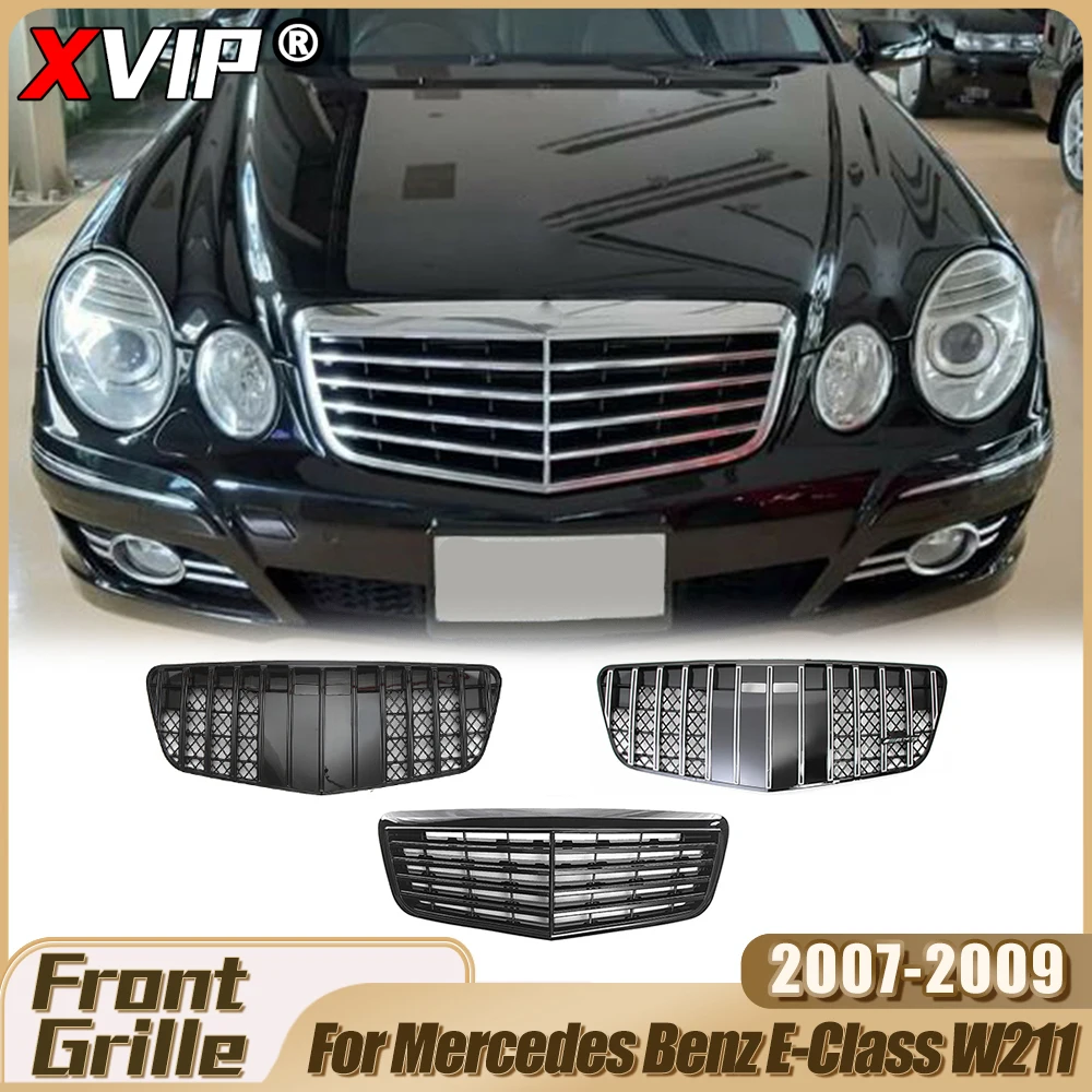 

XVIP Front Glossy Black AMG Style Bumper Grille For Mercedes Benz E-Class W211 E500 E63 2007-09 Upper Grilles Tuning Accessories