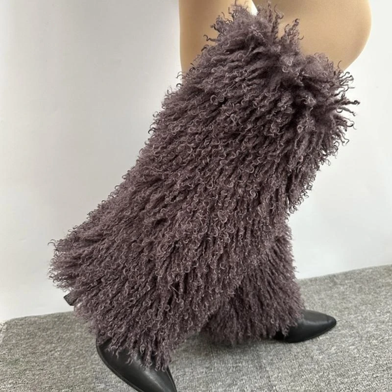 

Women Furry Party Costume Sexy Y2K Faux Furs Fuzzy Long Shoes Cuffs Cover Leg Warmers/Boot Sleeves/Boot Covers 15UB