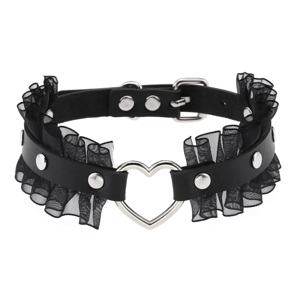 Leather Spiked Choker Punk Collar Women Men Rivets Studded Chocker Chunky Necklace Goth Jewelry Metal Gothic Emo Accessories