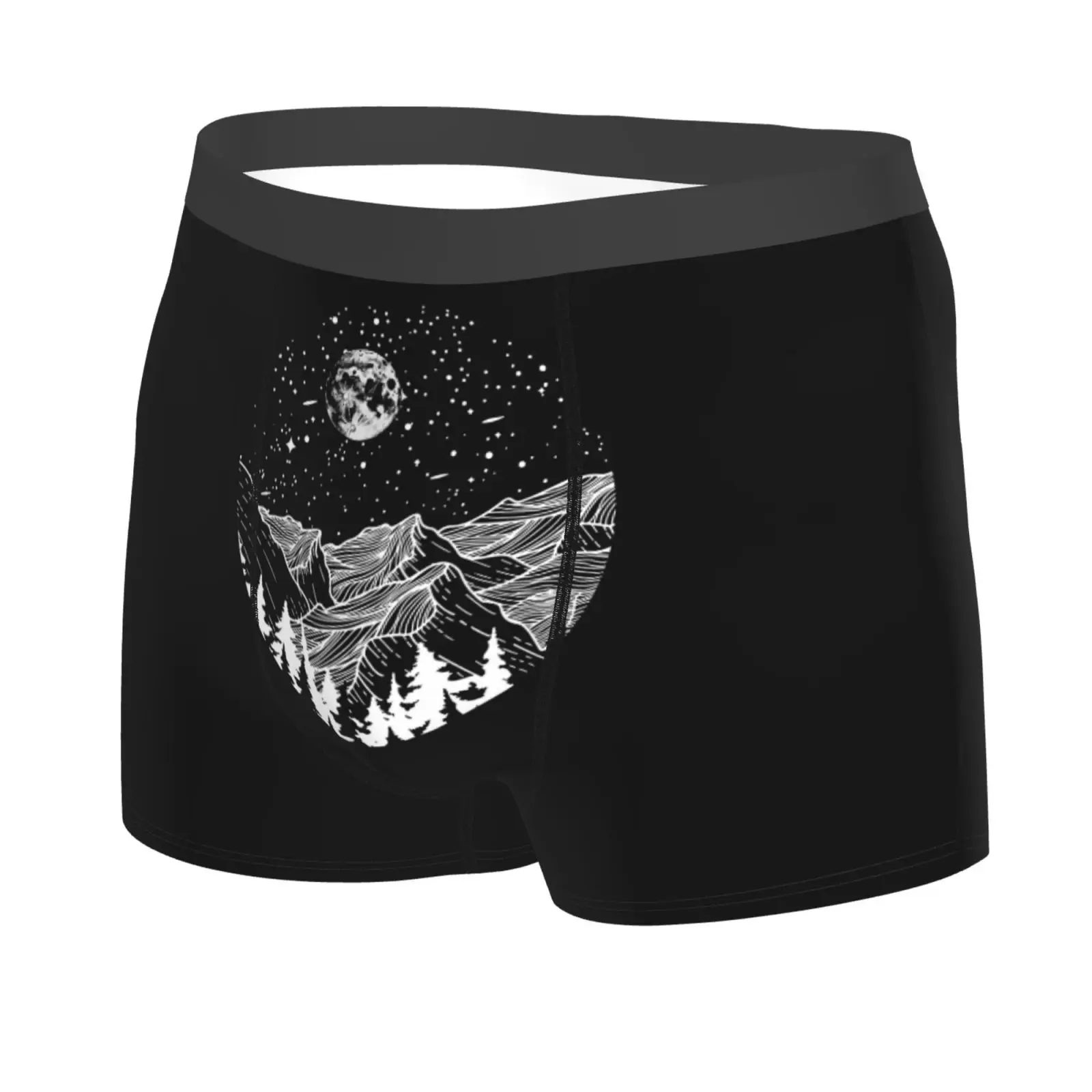 Moon and Star Camping Print Men Underwear Boxers Breathable Mens Boxershorts Men's Panties Underpants Man Boxers Briefs Trunks