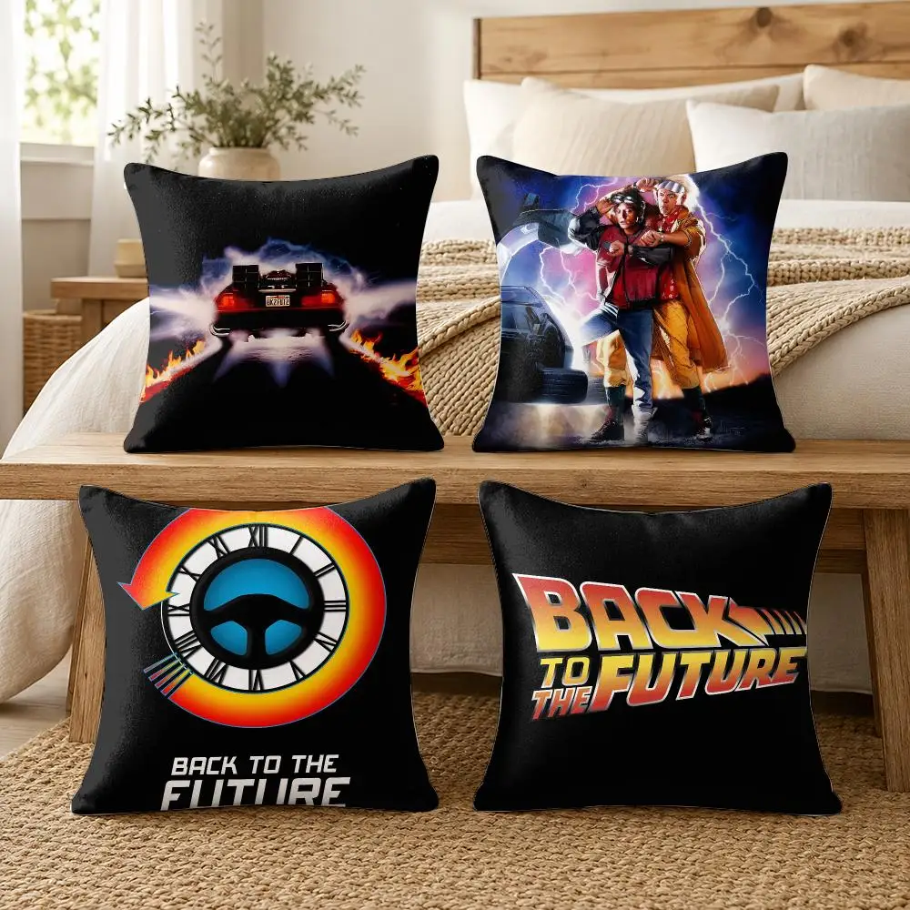Movie B-Back To The Future Cushion Cover Soft Short Plush Pillow Cases Hidden Zipper Cutecore Sofa Bedroom Home Decor Gift