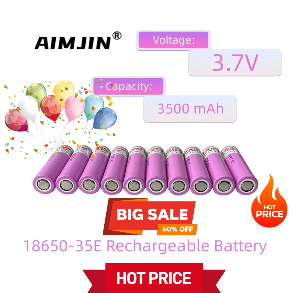 

3.7V 18650 3500mah Battery For Samsung 35E INR 18650 20A Lithium Lon Battery Replacement External Battery+Charger