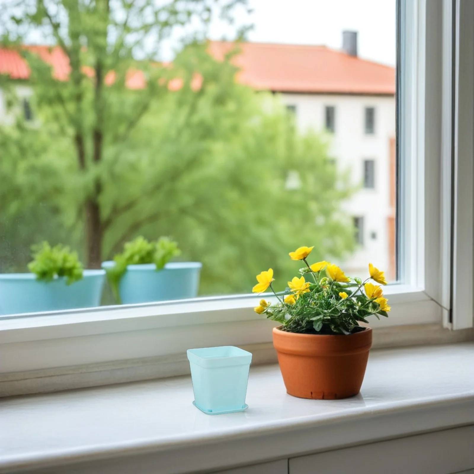 

18Pcs Candy Color Rectangular Seedling Nursery Pots Plastic Planters Drainage Holes Indoor Outdoor Garden Balcony Planting