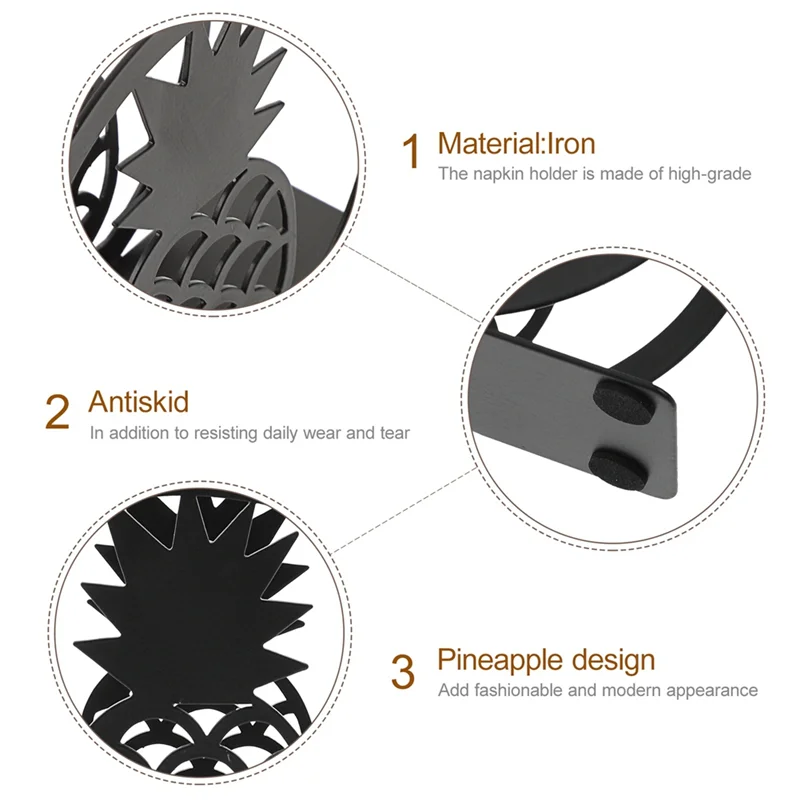 

Papertowel Dispenser Desktop Tissue Rack Metal Pineapples Napkin Stand Paper Napkin Holder Easy To Use-AT64