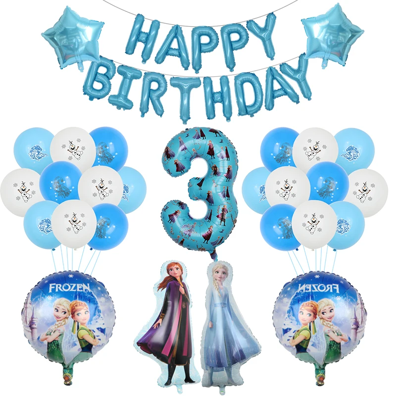 1set Frozen Princess Theme Balloon Set 32inch 3 4 5 6 Number Foil Globos for Girl Happy Birthday Party Favors Party Decor Supply