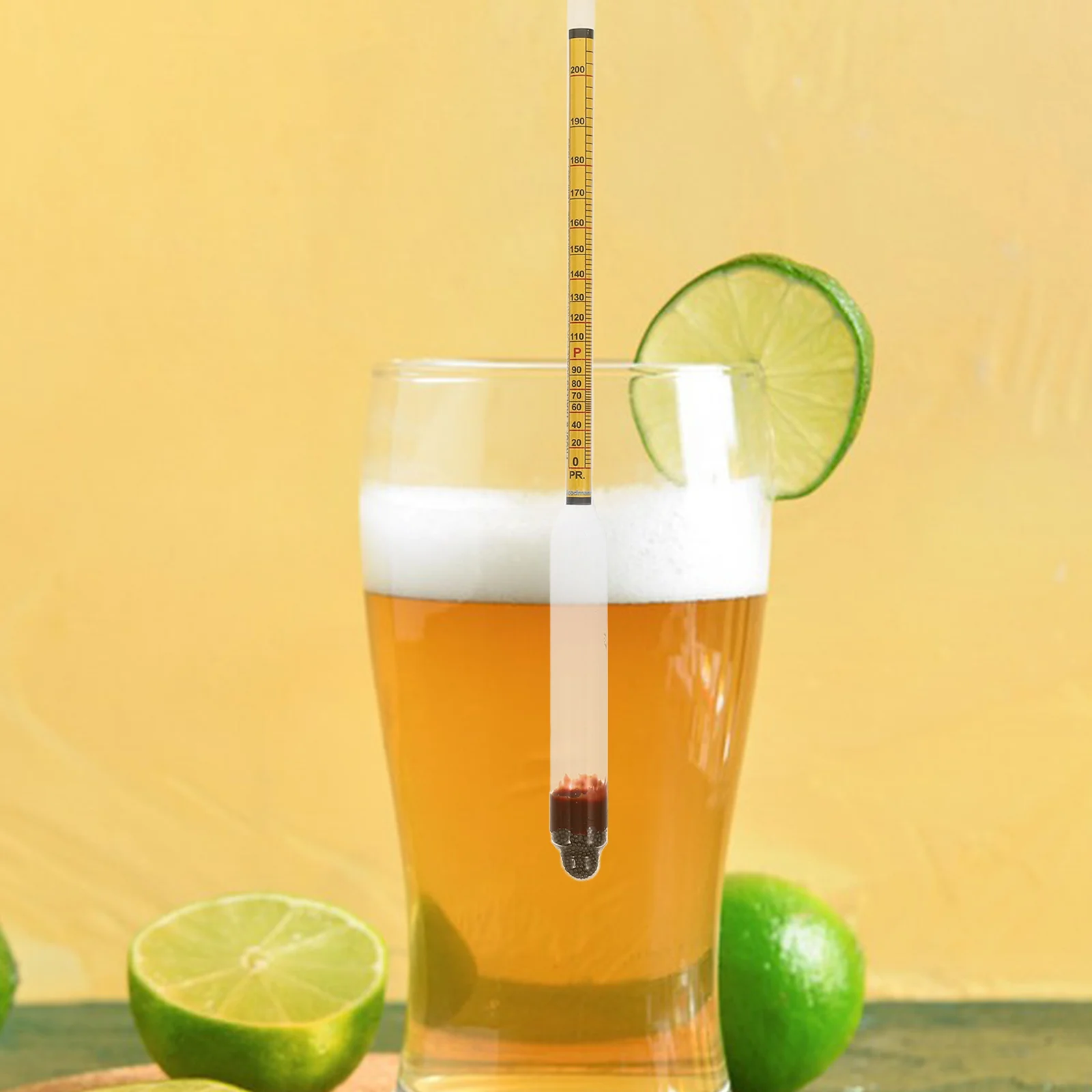 

Alcohol Hydrometer Yellow Scale 0-100 Degree Accurate Alcohol Meter for Spirits Distillation Wine Liquor Proofing Tester