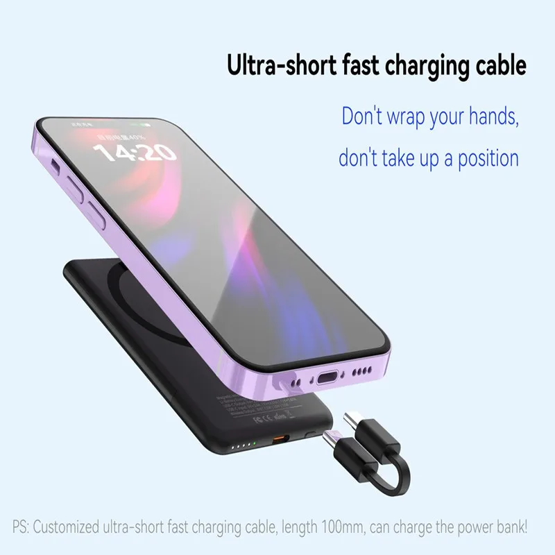Magsafe Magnetic Wireless Power Bank PD20W is suitable for iPhone ultra-thin and lightweight portable power bank with holder