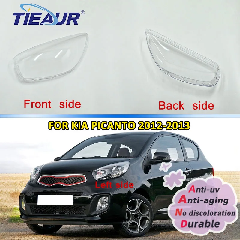 1 par farol do carro lente de vidro lampcover capa abajur escudo claro para kia picanto 2012 2013 acessórios do carro automóvel