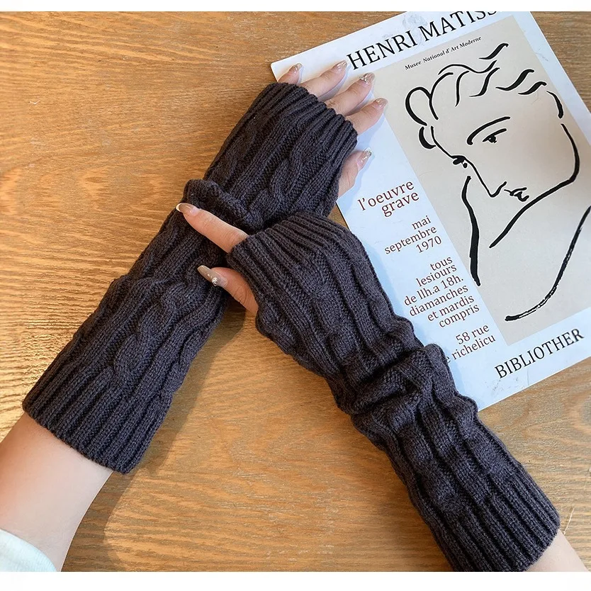 أزياء نصف اصبع الحياكة العجين المقلي التقلبات كم كم المعصم الحرس سترة طويلة الأكمام السفر في الهواء الطلق الدافئة اليد كم