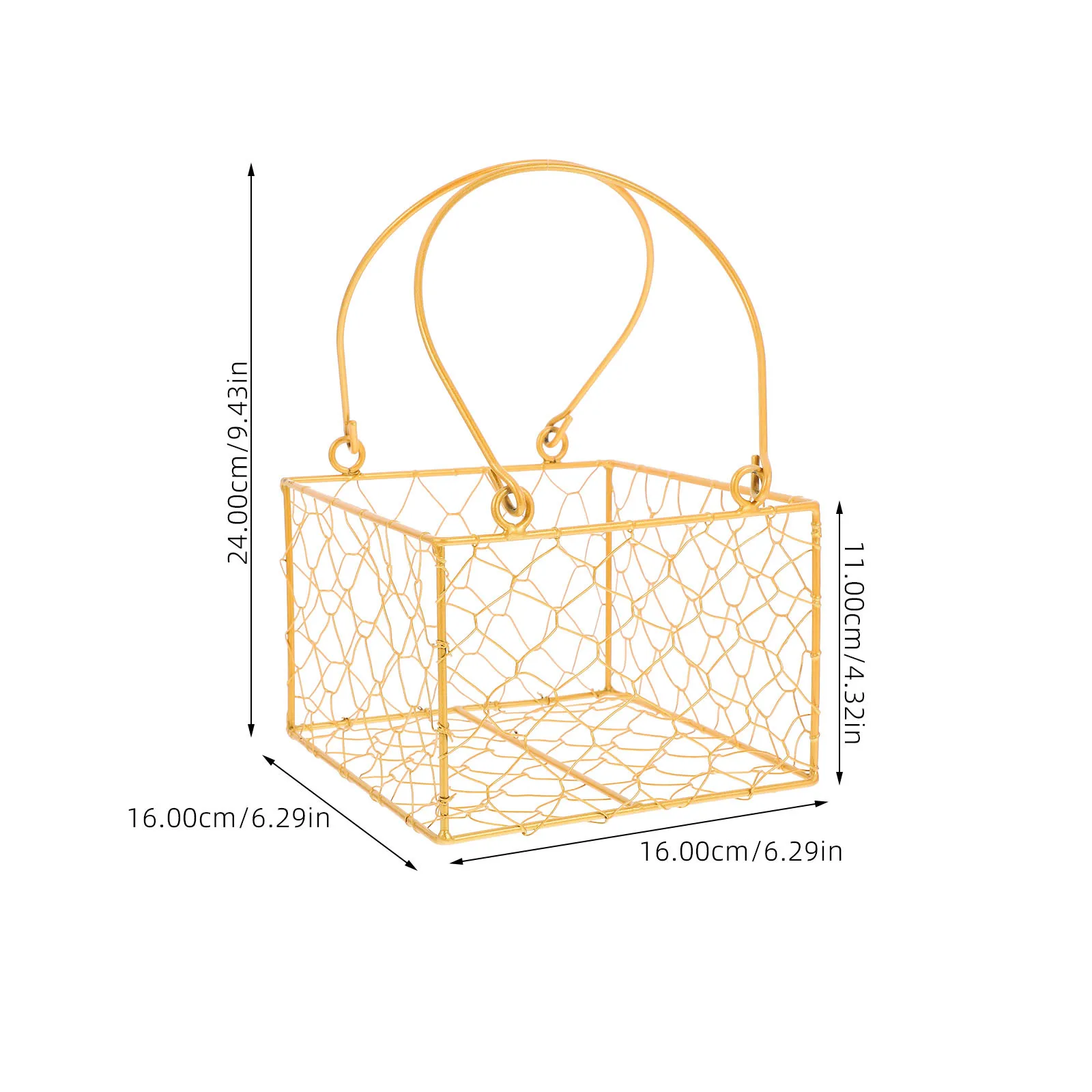 سلال سلة بمقابض زهرة زفاف أنيقة لحفلات الزفاف المعدنية