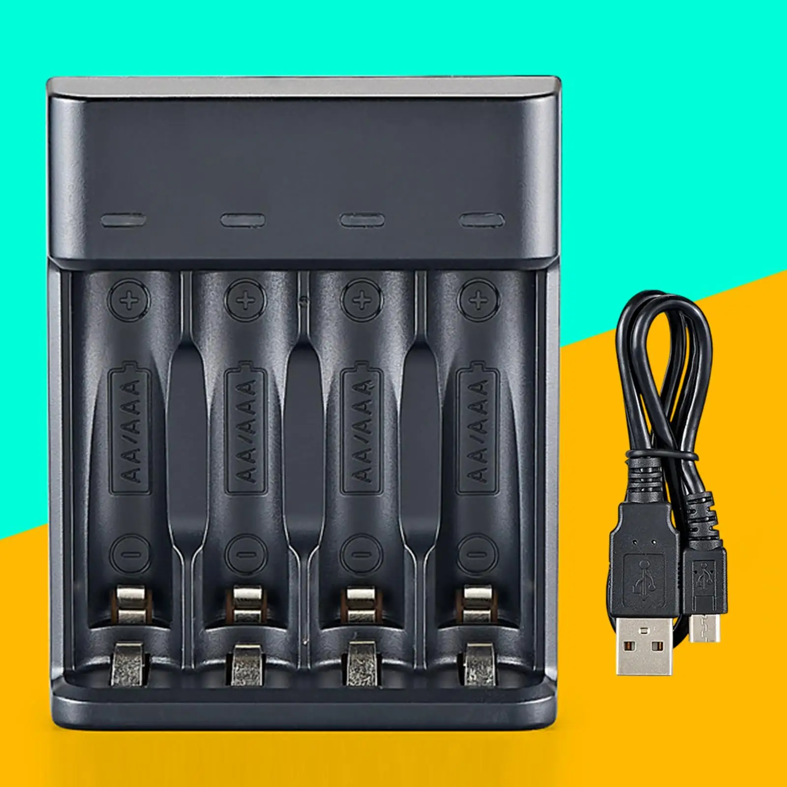 4スロットUSB充電器 4スロット高速インテリジェント大容量充電（AA、AAA用）