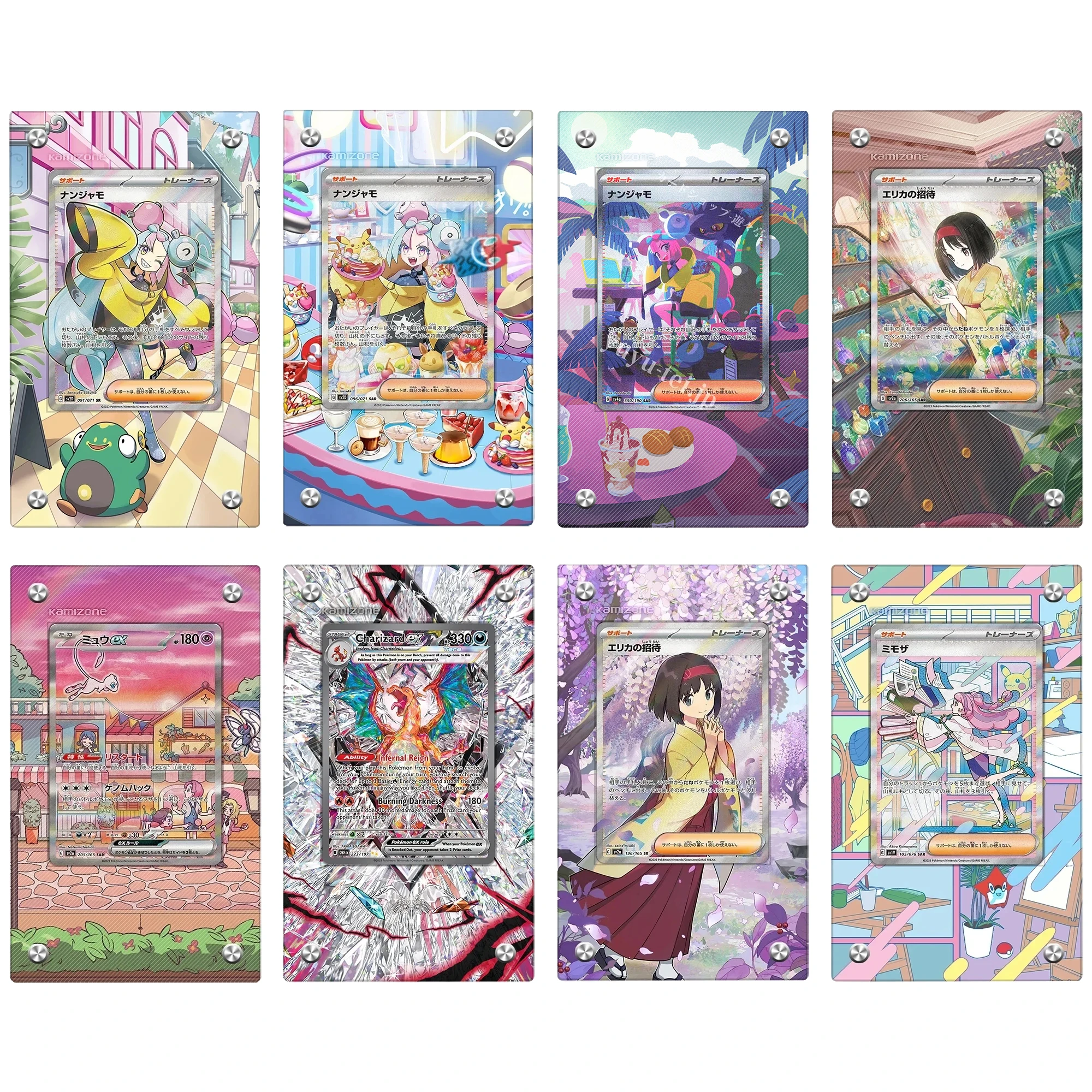 

PTCG Display Stand Charizard Mew Iono Lillie Marnie Erika Acrylic Card Brick Photo Frame Gift Toy Not Include Cards