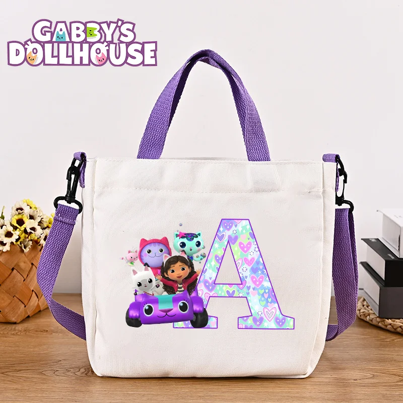 

Кукольные домики Габби, детская сумка на плечо с буквами из мультфильма для мальчиков и девочек, кавайная сумка-тоут, парусиновая сумка, сумки через плечо в стиле аниме, детские милые подарки