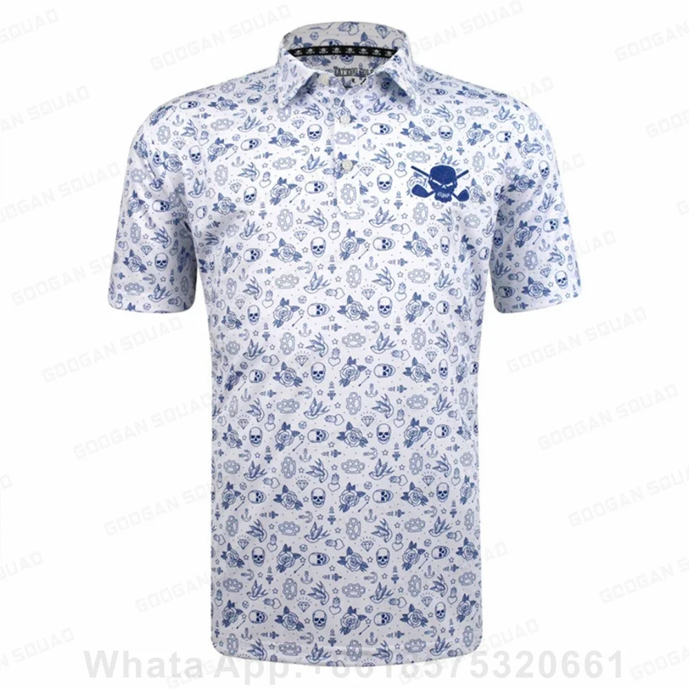 2023 New Men Golf Wear Floral Casual Print Fashion Tops Polo Clothing Short Sleeve T-shirt Quick Dry Breathable Polos Shirt