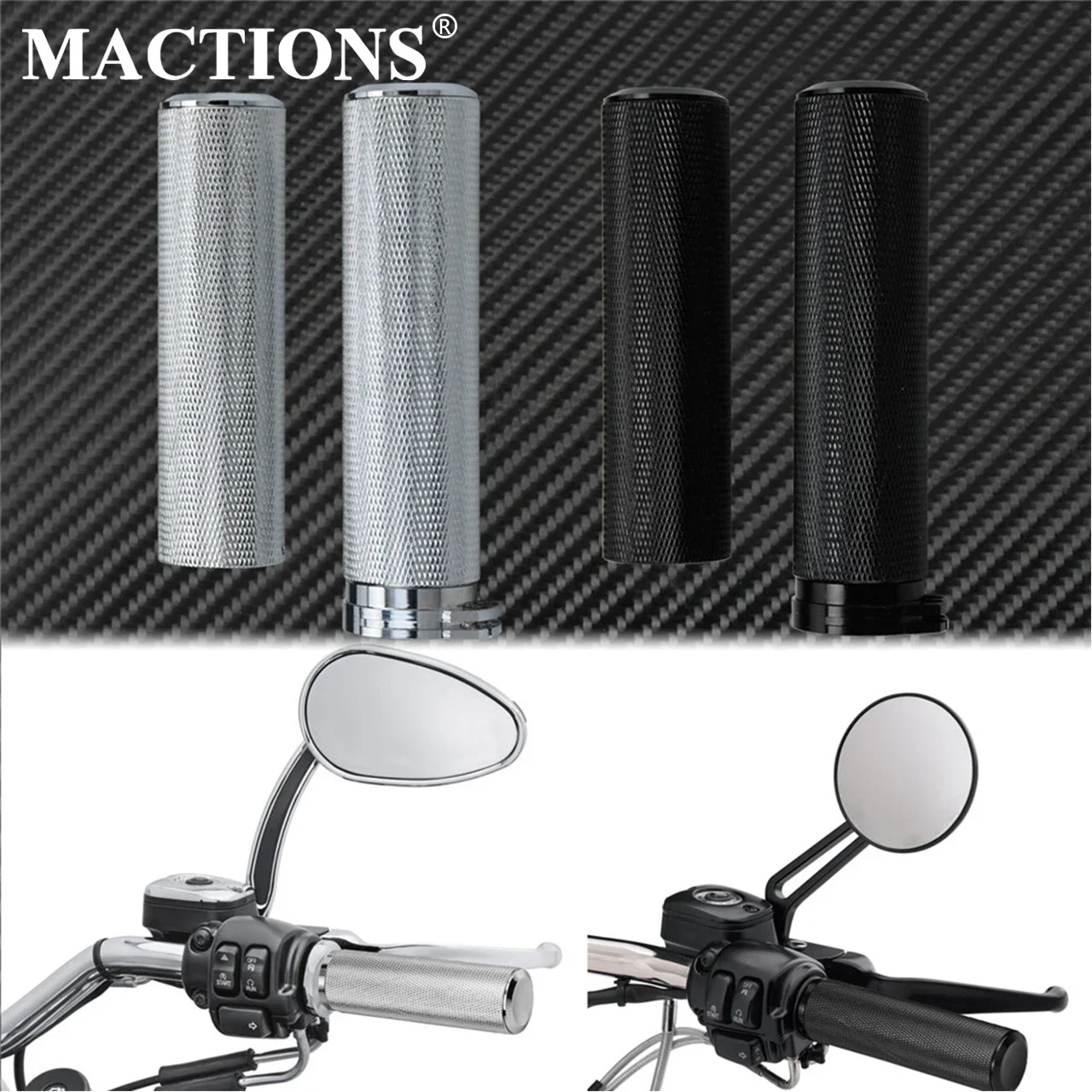 Motorcycle Universal 1\'\'25mm Hand Grips Aluminum Handlebar Grip Black Chrome For Harley Sportster XL Touring FLHR Dyna Softail