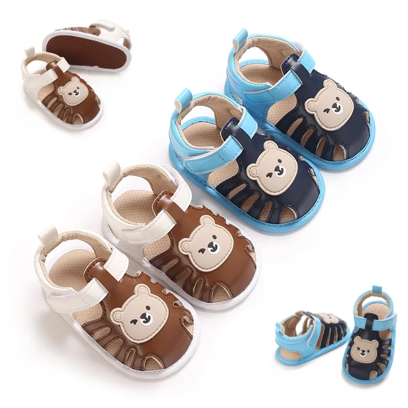 

Летние детские сандалии для мальчиков, удобная нескользящая обувь на мягкой подошве с милым мультяшным рисунком, детская прогулочная обувь для детей 0-18 месяцев