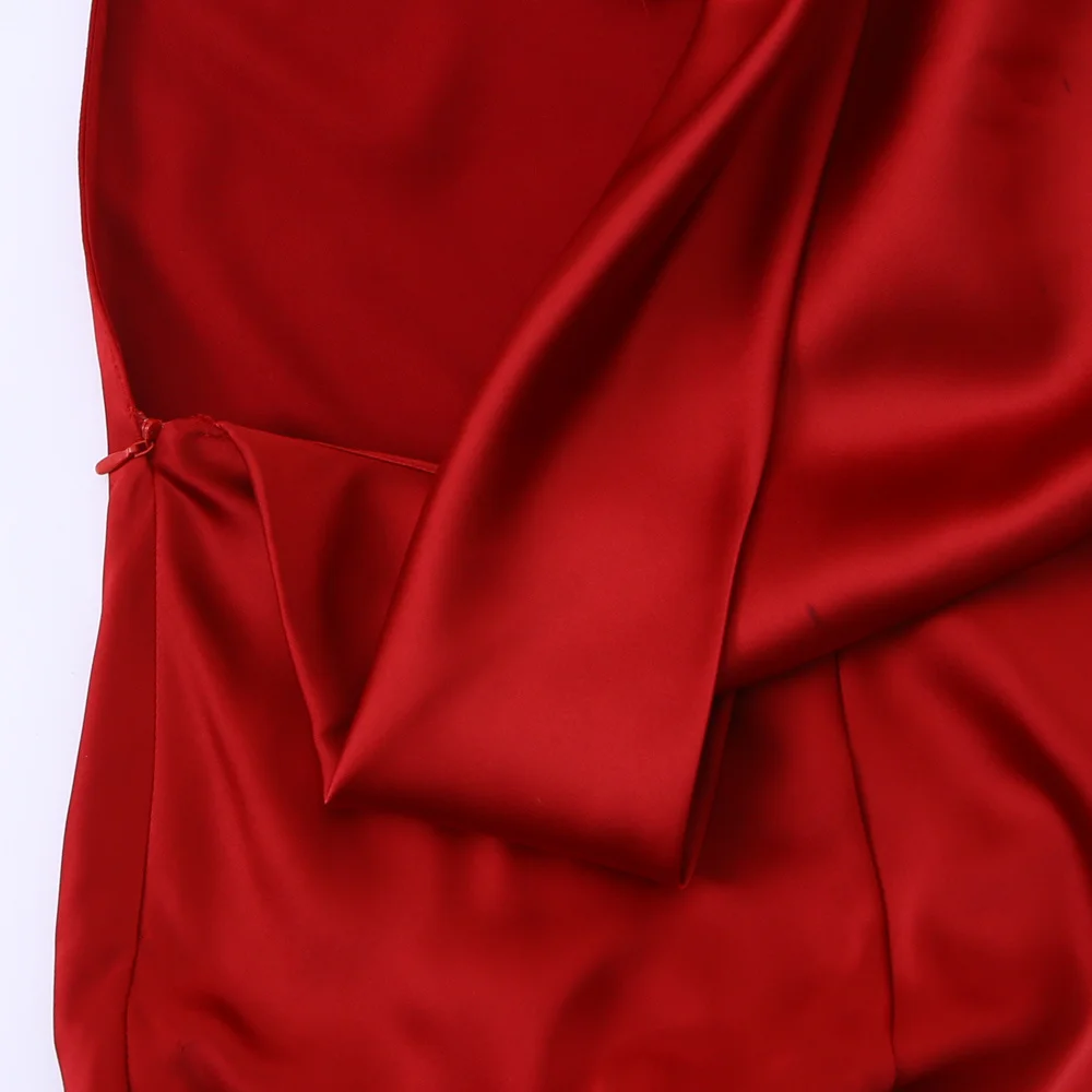 KASLEAD New Faionable Silk Satin Long Dr Hanging Collar Women's High Waist Fairy Skirt Sle No Sve Slim Fit Dr