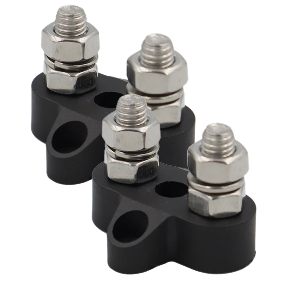 

2pcs Terminal Block Stainless Steel Brass Marine Bus Bar 48V Auto Power Distribution Heavy Duty Electrical Dual Wire