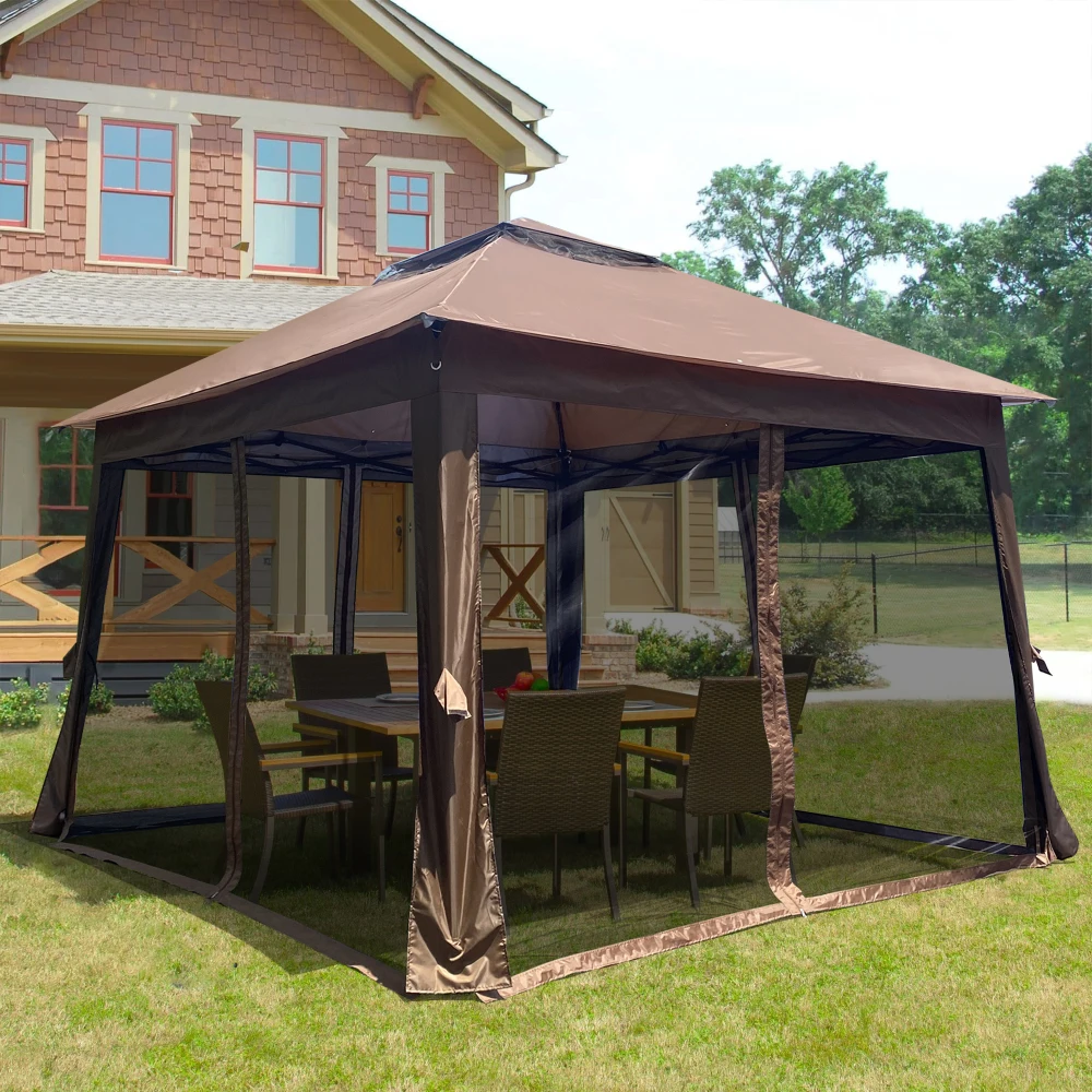 Pop Up Gazebo Canopy With Removable Zipper Netting,2-Tier Soft Top Event Tent,Suitable For Patio Backyard Garden Camping Area