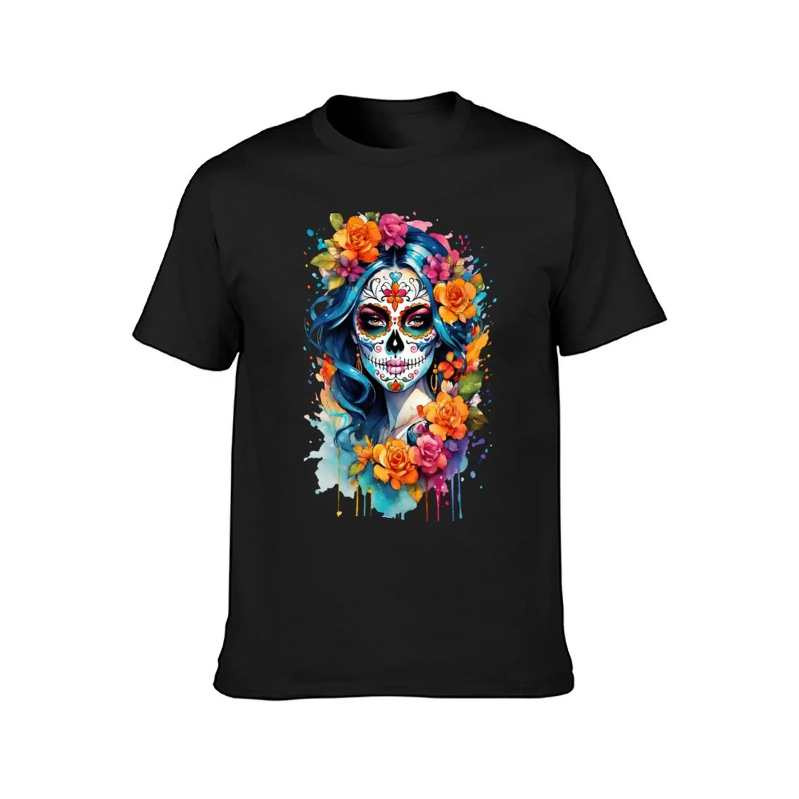 Beautiful sugar skull Woman T-Shirt oversized hippie clothes anime clothes workout shirts for men