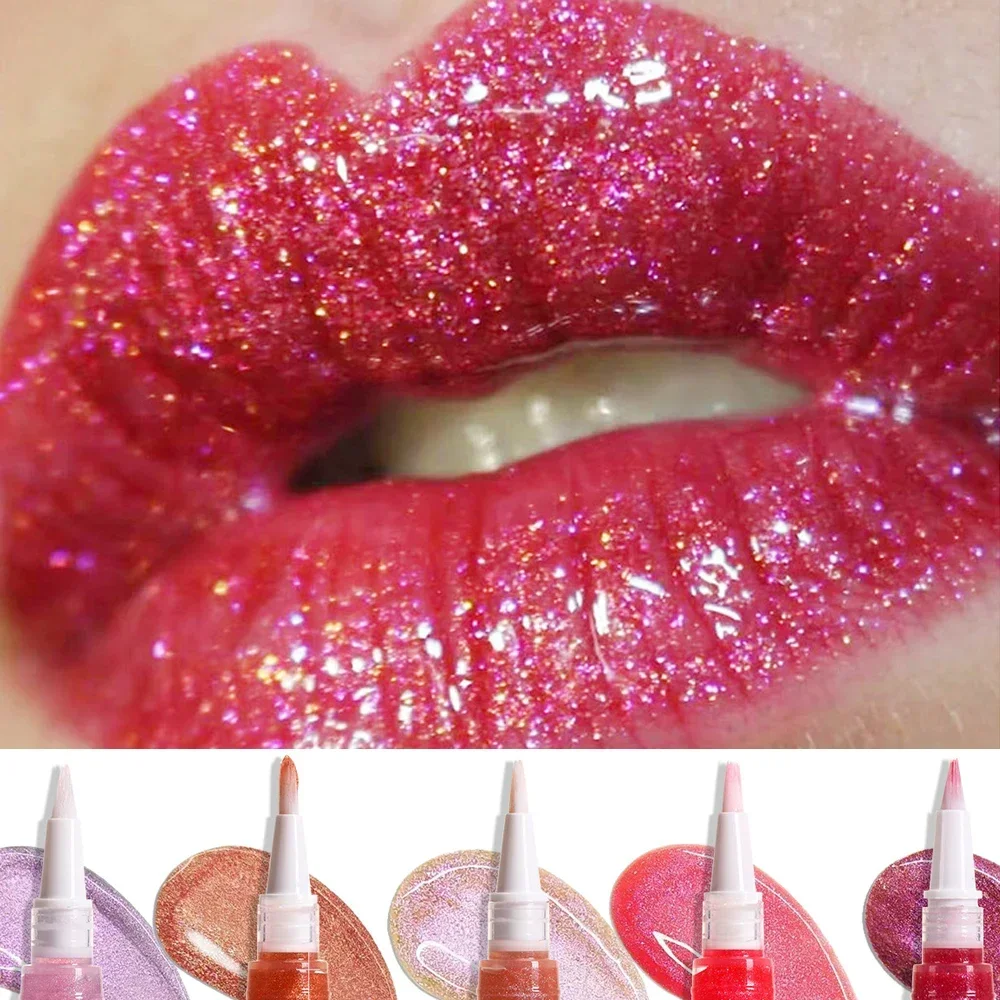 Glitter rotante rossetto penna impermeabile duraturo idratante perlescente gelatina rosso nudo Lip Gloss matita trucco coreano cosmetico