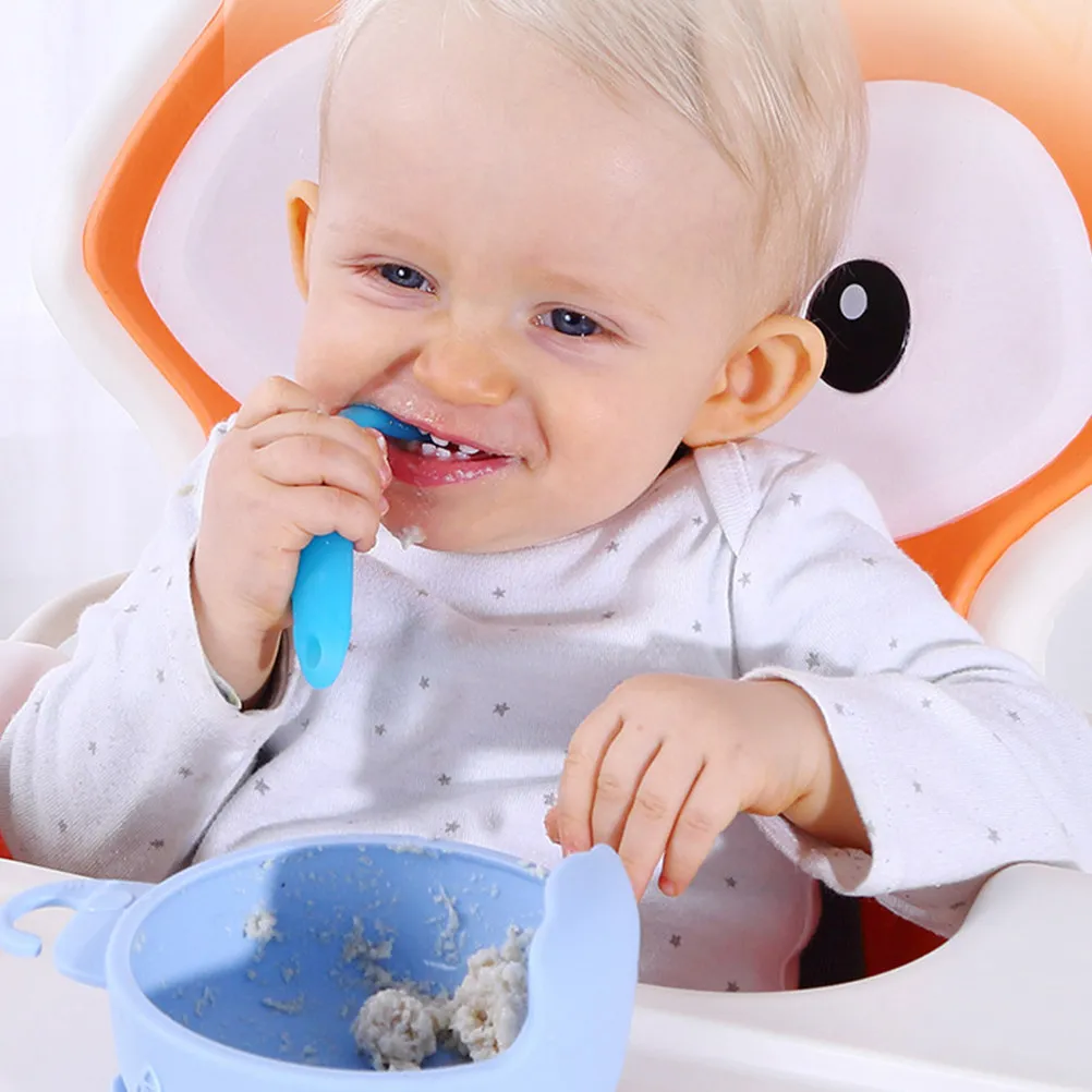 

2Pcs Baby Learning Spoons Silicone Trainer Spoon Set Compact Portable High Temperature Resistant Safe Baby Utensils Essentials
