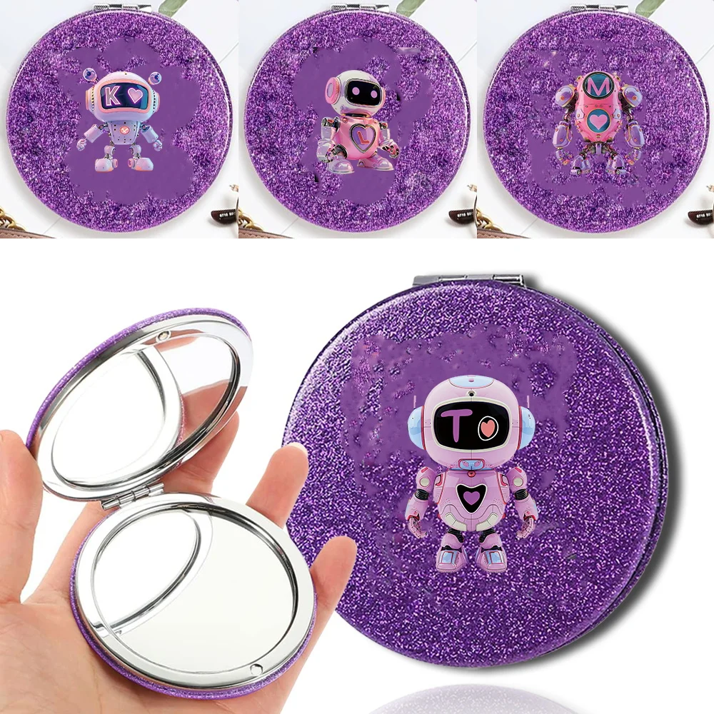

Portable Dustproof Folding Shiny Makeup Mirror Washable Space Saving Beauty Cosmetic Tool Robot Initial Name 26 Letters Letters