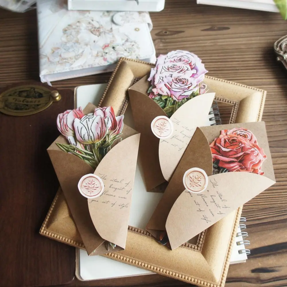 

8pcs Big Size Gold Make A Bouquet of Flowers Design Card Paper DIY Gift Packaging Decoration Tags Scrapbooking DIY