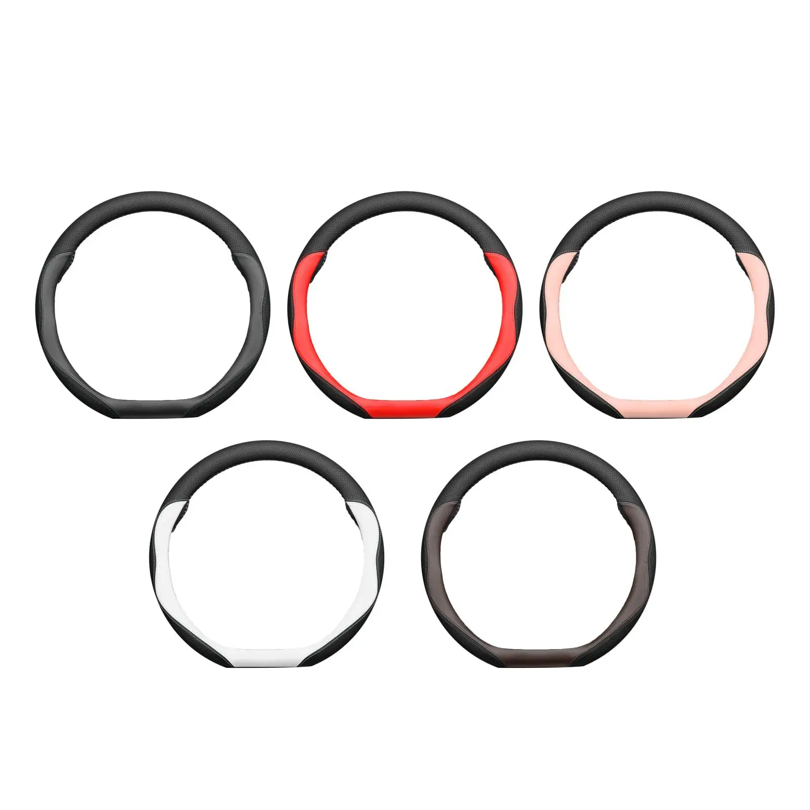 

Car Steering Wheel Cover Anti Slip Easy to Install Auto Accessory 15 inch Breathable Wear Resistant PU Leather