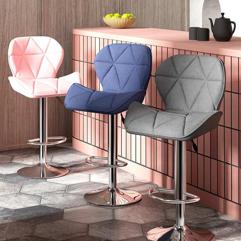 Vintage Adjustable Bar Chairs Modern Stylish Comfortable Pink Bar Stool Ottomans Design Cadeiras De Jantar Luxury Furniture