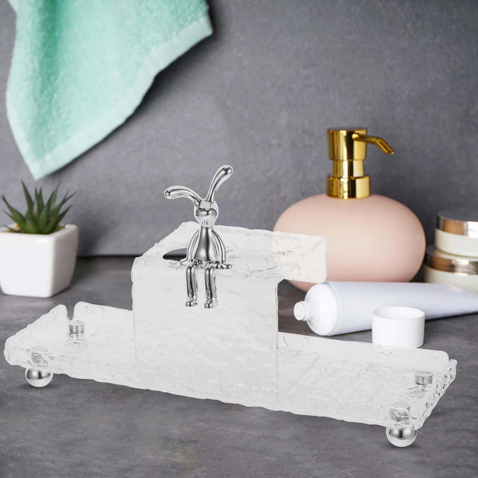 

Acrylic Toothbrush Holder Toothpaste Rack Shaver Stand Bathroom Organizer Storage Tray Countertop Vanity Display For