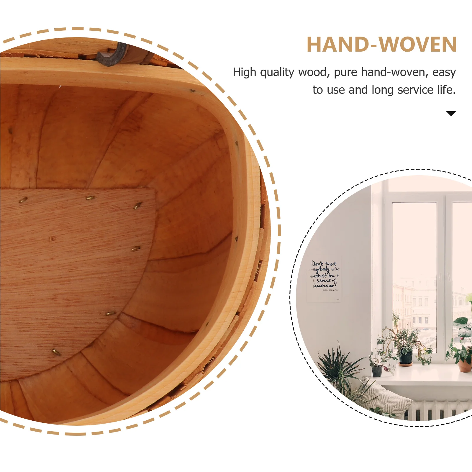 2 قطعة سلة جدارية منسوجة من الخشب الإبداعي سلة تخزين من الألياف الطبيعية للمطبخ والحمام وغرفة المعيشة للاستخدام الزخرفي