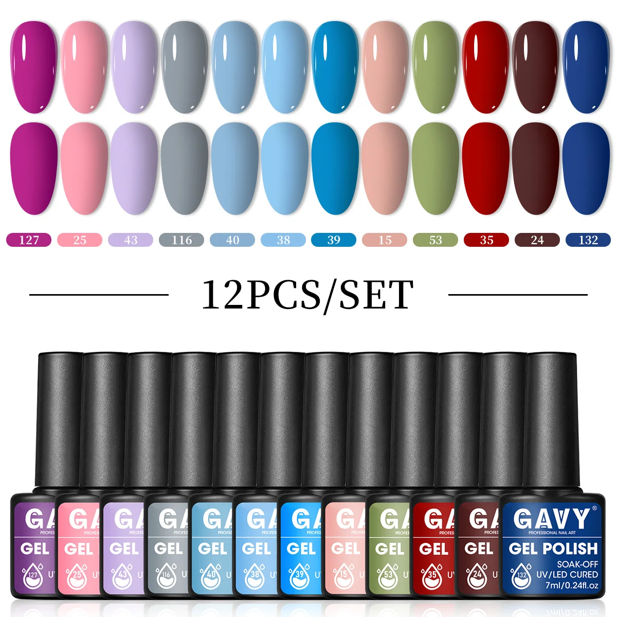 12-Piece Multi-Color Gel Nail Polish Set, Removable Uv Led Glossy Color-Fixing Gel Polish, Long-Lasting Shine for Nail Art, Suitable for Nail Salons, Home Diy, and Nail Art