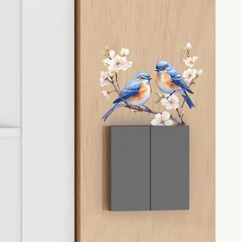 Painted Branches Bird Bedroom Living Room Switch Paste Home Decoration Beautify Wall Stickers Self-Paste Decals